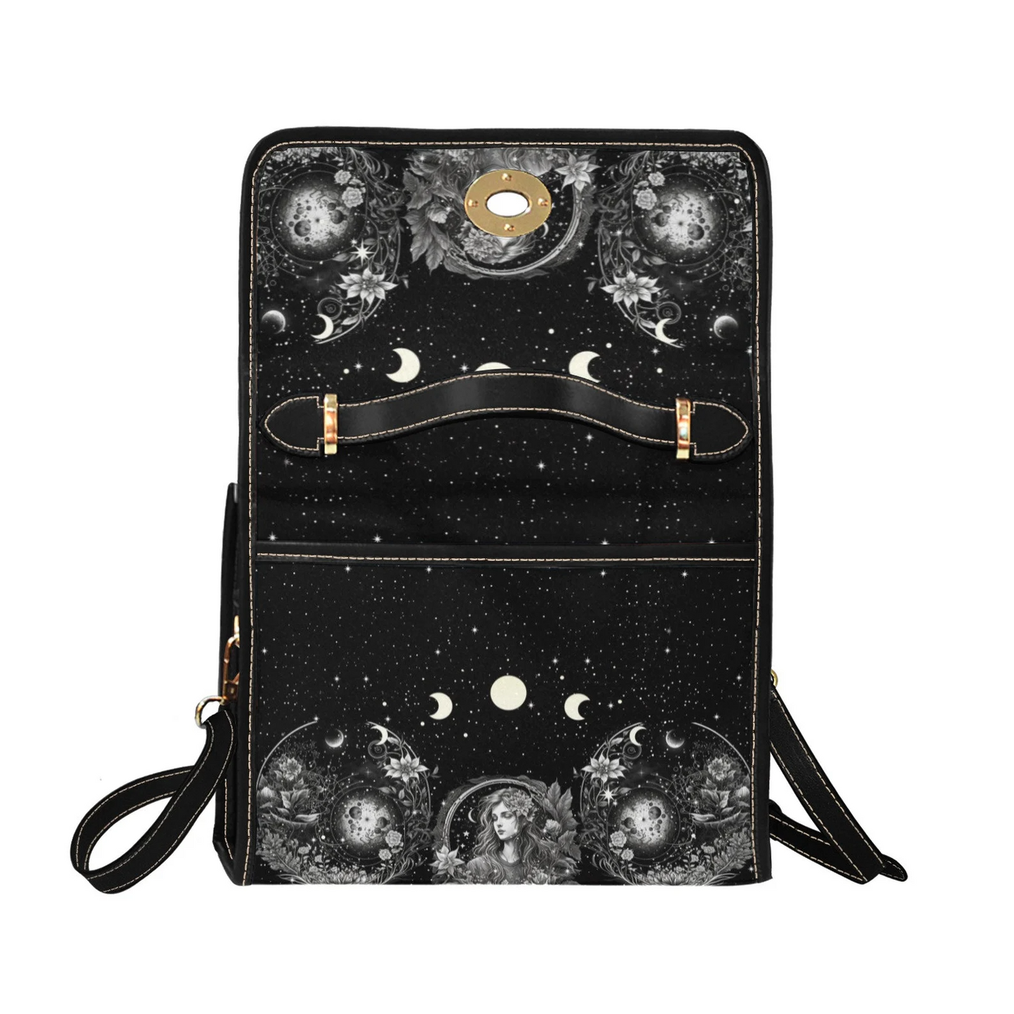 Emerald Blossoms - Satchel Bag Mystical Moon Phase For Hippies