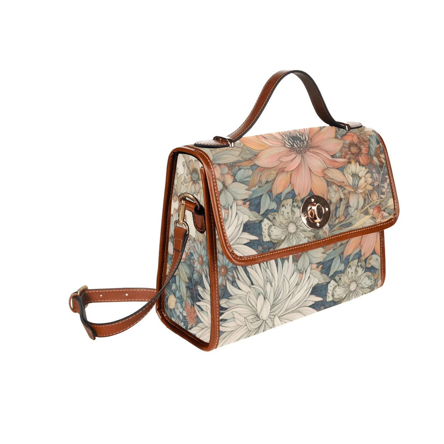 Emerald Blossoms - Women Japanese Watercolor Floral Crossbody Purse For Hippies