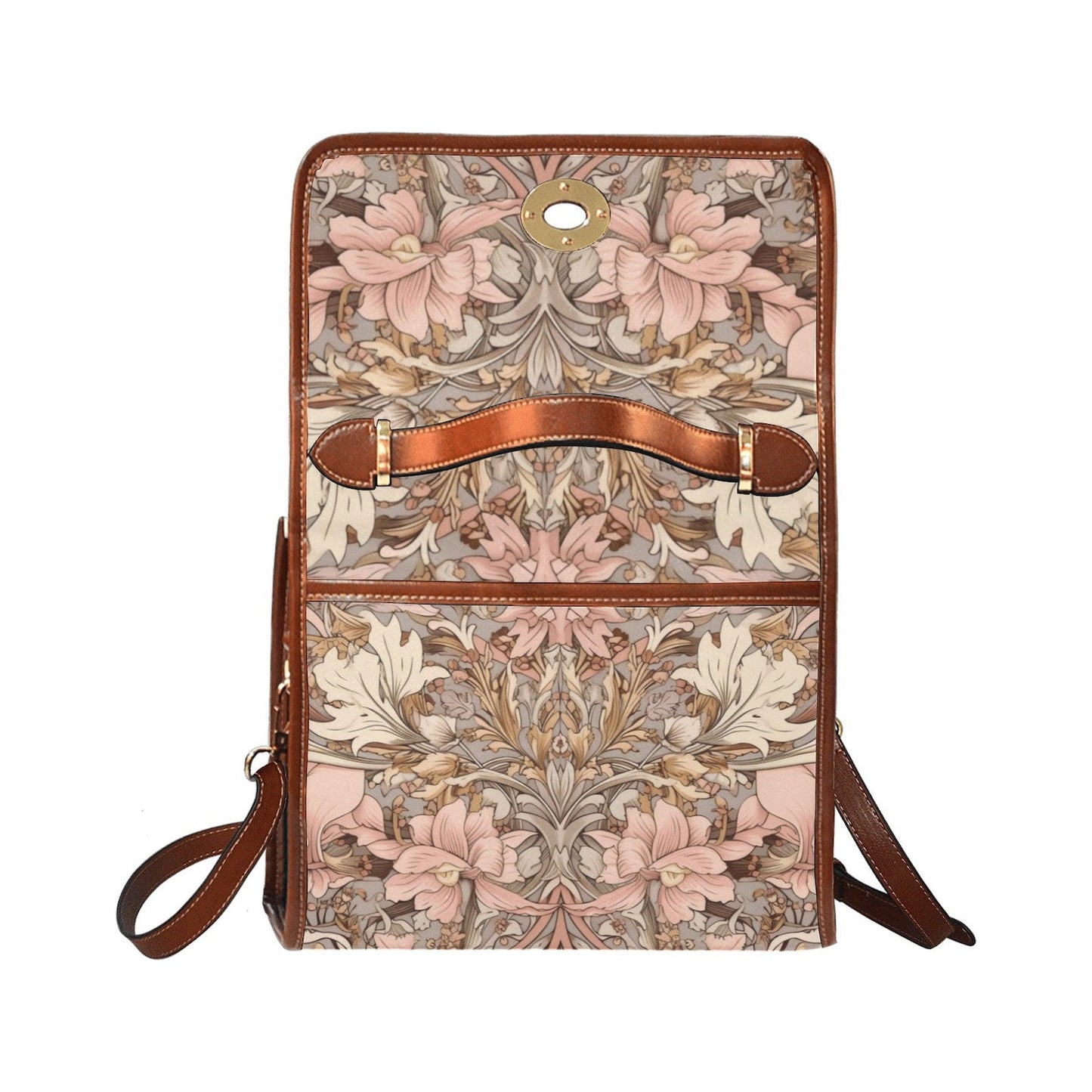 EmeraldBlossoms - Carnivalcore Pink Flower Canvas Satchel Bag.