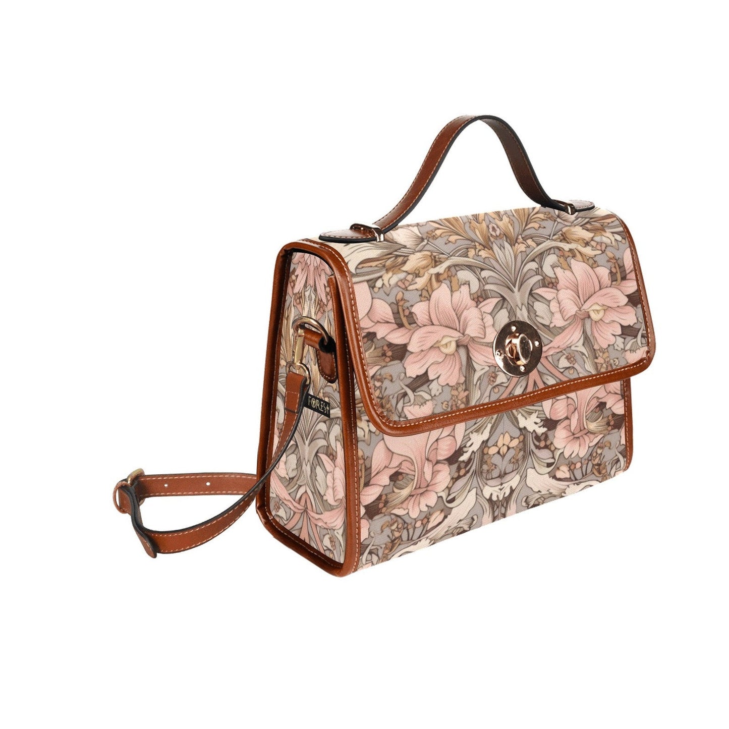 EmeraldBlossoms - Carnivalcore Pink Flower Canvas Satchel Bag.