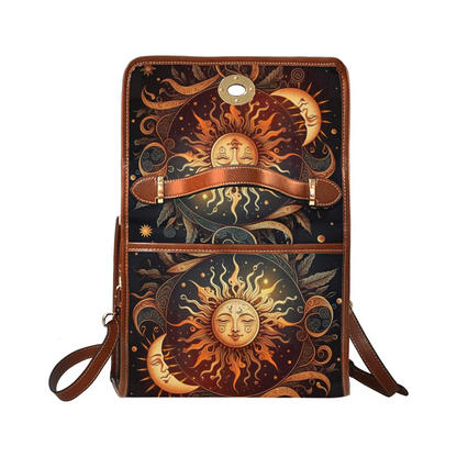 Emerald Blossoms - Dark Boho Sun & Moon Canvas Satchel Bag For Hippies