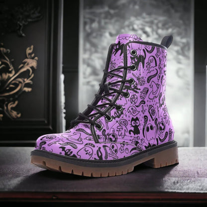 Emerald Blossoms - Pastel Goth Vegan Combat Boots Spooky Cute Witchcore Creepy Cute Boots For Hippies