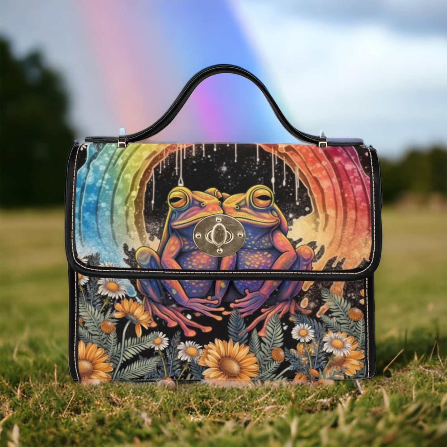 EmeraldBlossoms -  Anti War Love Peace Rainbow Canvas Satchel Bag