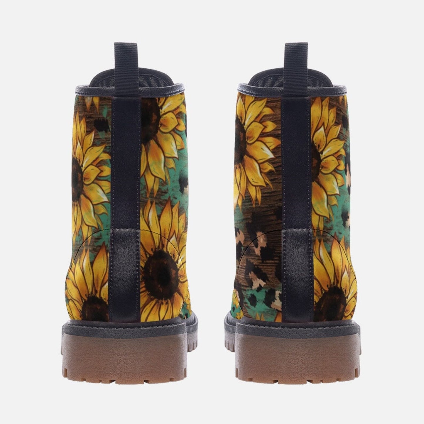 Emerald Blossoms - Sunflowers Casual Vegan Leather Lightweight Boots For Hippies