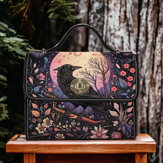 EmeraldBlossoms - Dark Cottagecore Gothic Crossbody Crow Handbag For Hippie