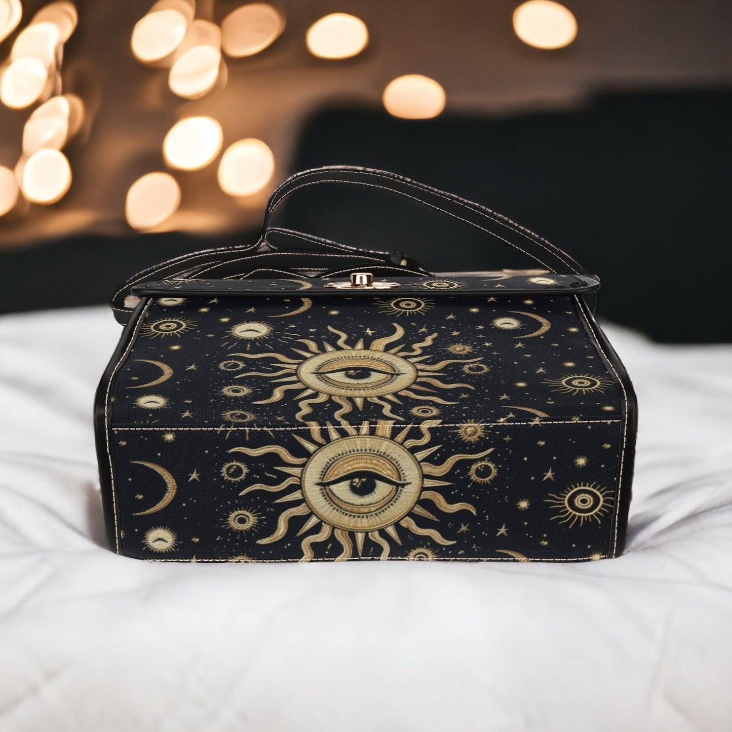 Emerald Blossoms - Goth Chic Eye Sun Moon Stars Crossbody Purse For Hippies