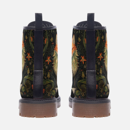 Emerald Blossoms - Dark Naturecore Fox Faux-Leather Boots For Hippies