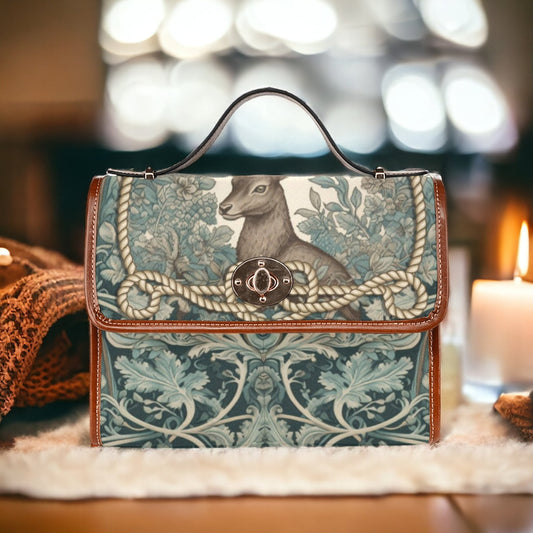 Emerald Blossoms - Retro Renaissance Deer Canvas Satchel Bag For Hippies