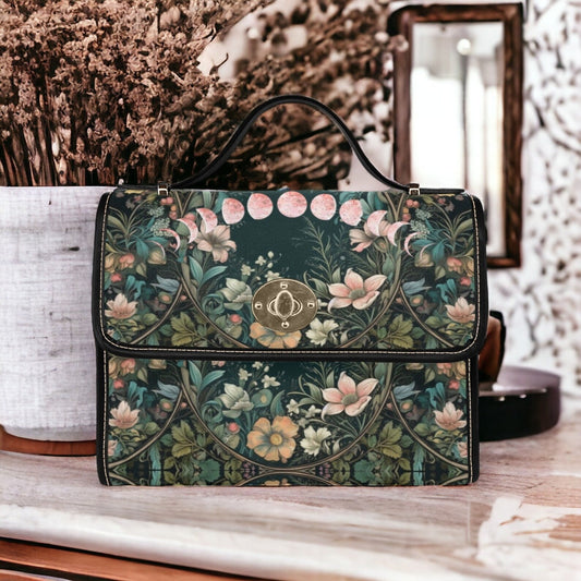 Emerald Blossoms -  Dark Cottagecore Pink Moon Witchy Mini Messenger Bag For Hippies