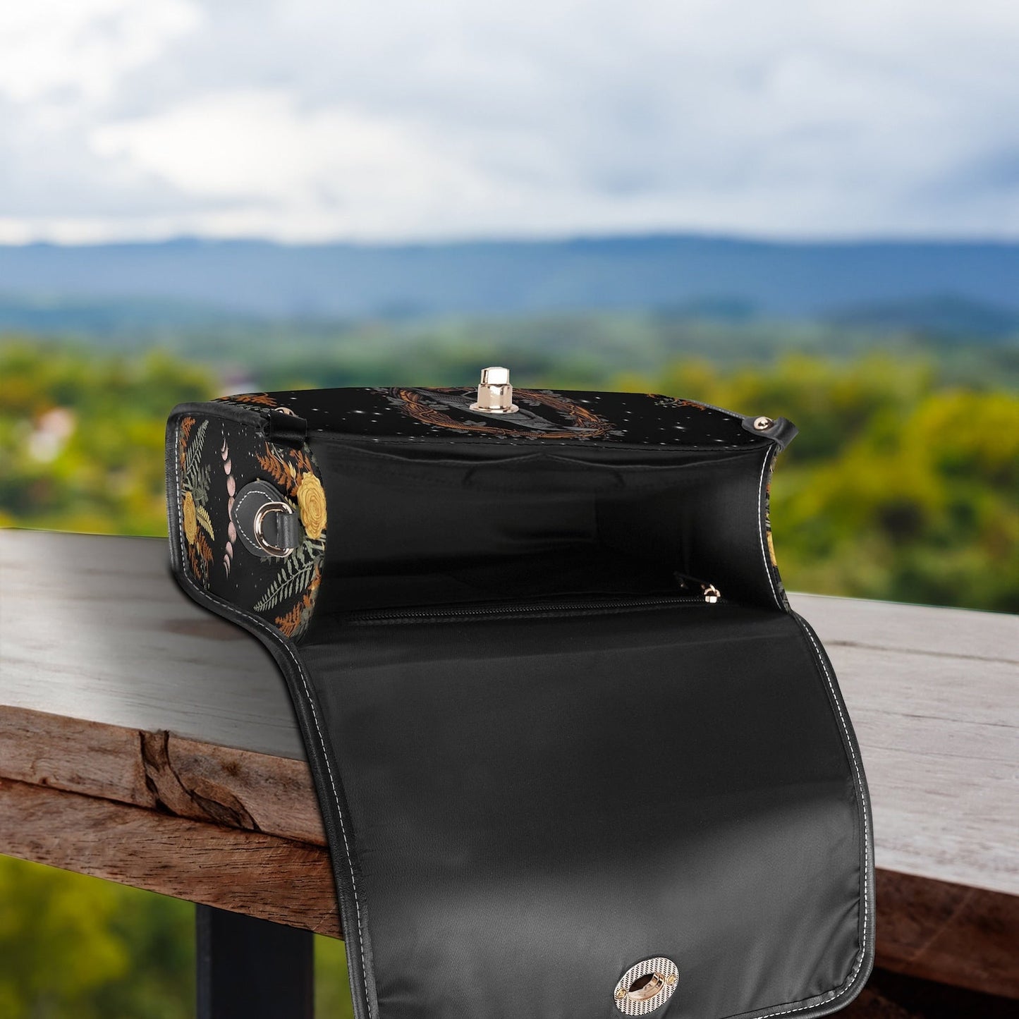 Emerald Blossoms - Witchy Raven Satchel Bag For Hippies