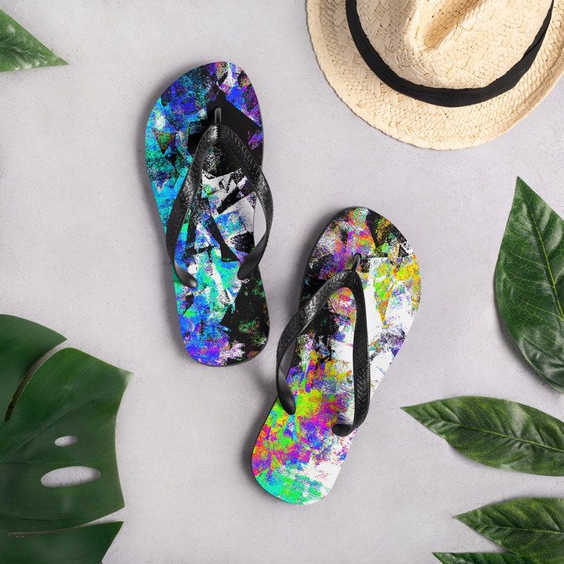 Emerald  Blossoms - Flip Flops Vaporwave Print Unisex