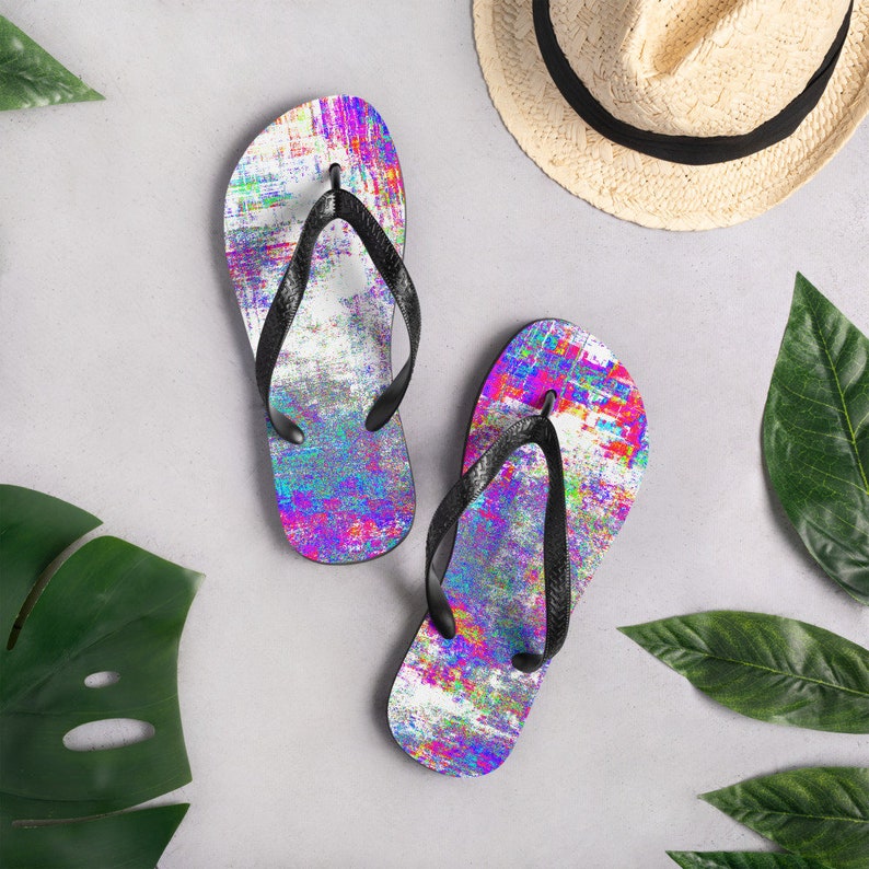 Emerald  Blossoms - Flip Flops Vaporwave Print Unisex.