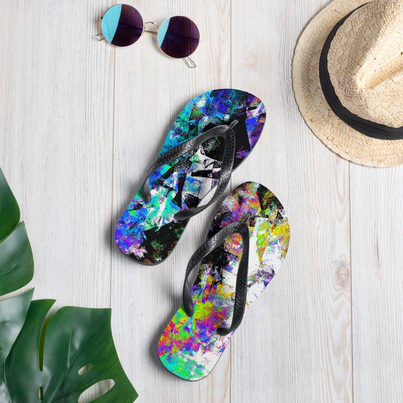 Emerald  Blossoms - Flip Flops Vaporwave Print Unisex