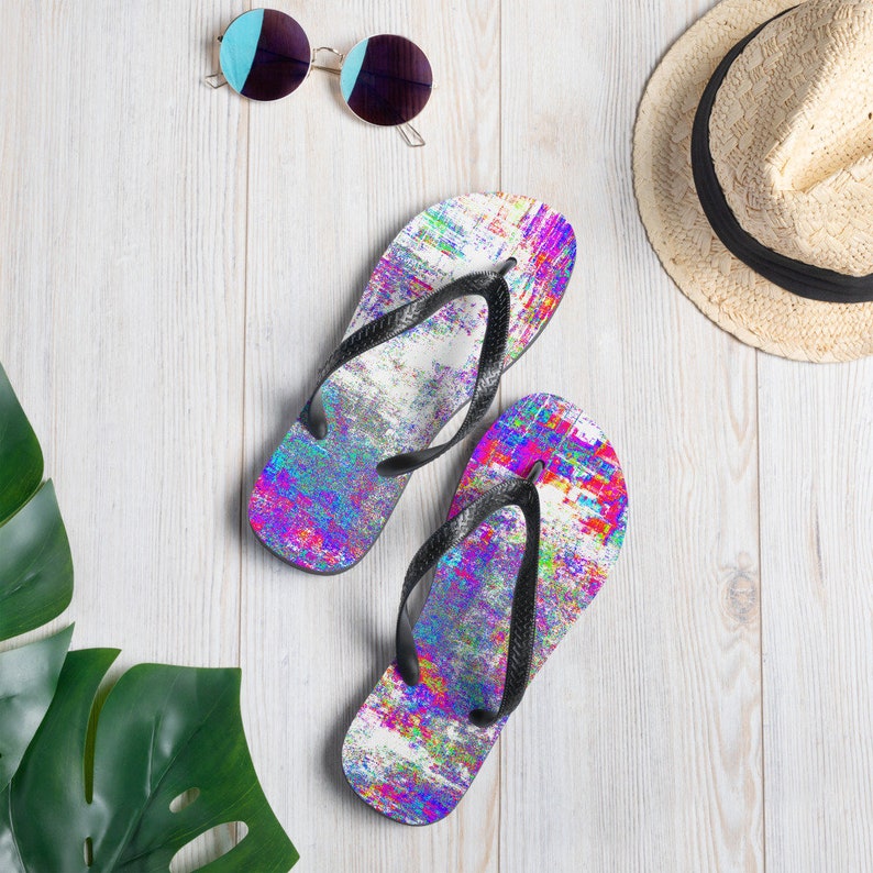 Emerald  Blossoms - Flip Flops Vaporwave Print Unisex.