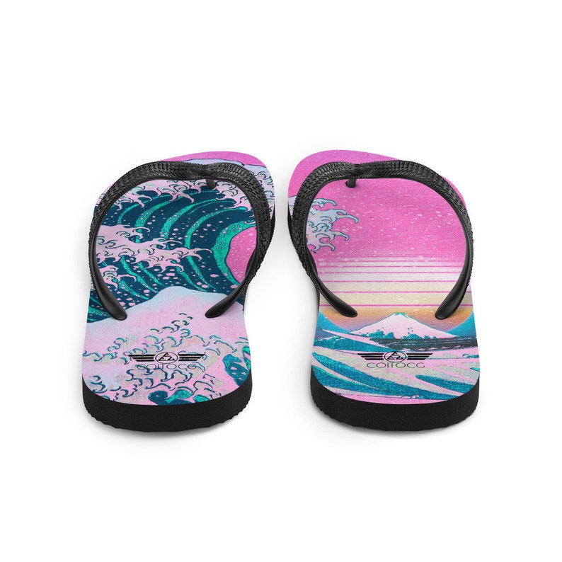 Emerald  Blossoms - Vaporwave Flip Flops.