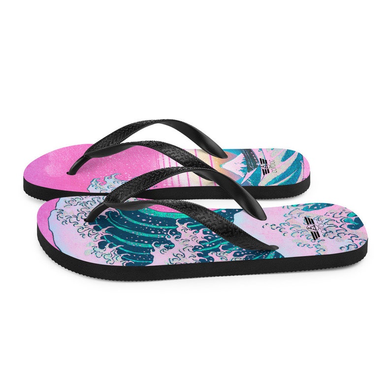 Emerald  Blossoms - Vaporwave Flip Flops.