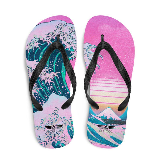 Emerald  Blossoms - Vaporwave Flip Flops.