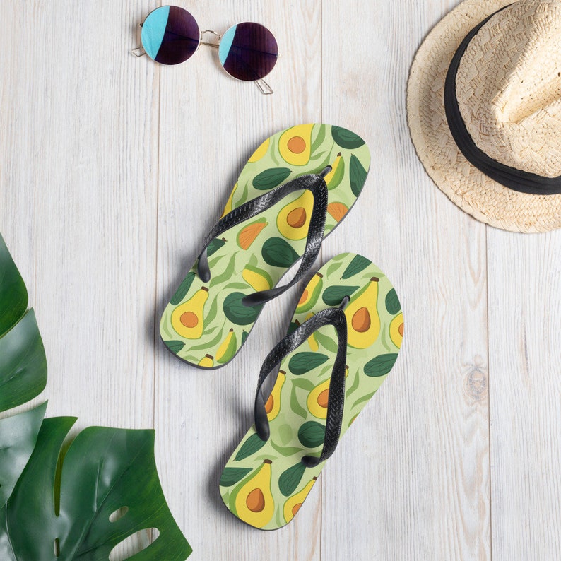 Emerald  Blossoms - Avocado Flip Flops.