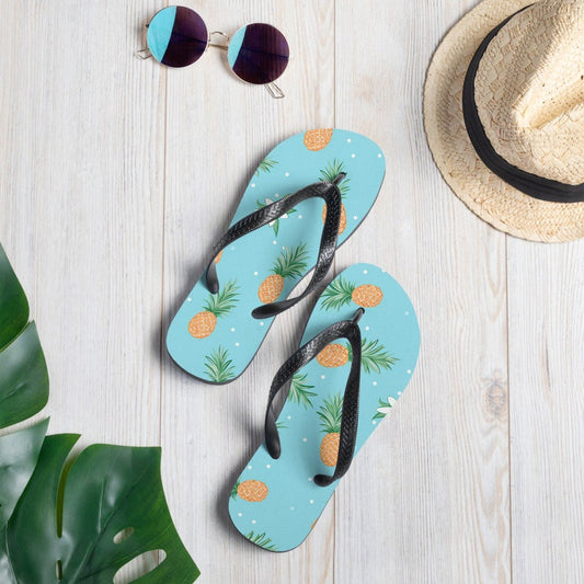 Emerald  Blossoms - Pineapples Flip Flops.