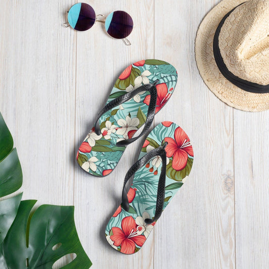 Emerald  Blossoms - Hawaiian Flip Flops For Men And Women Who Love The Beach