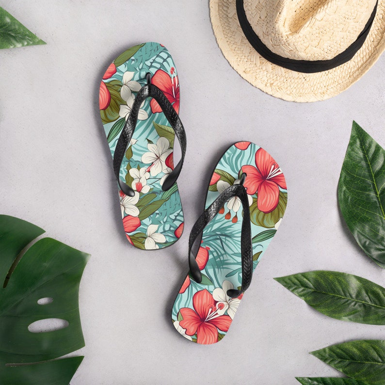 Emerald  Blossoms - Hawaiian Flip Flops For Men And Women Who Love The Beach