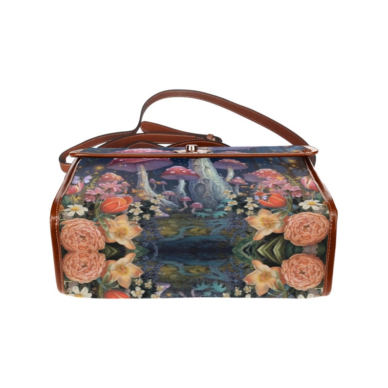 Emerald Blossoms - Mushroom Witch Canvas Satchel Bag For Hippies