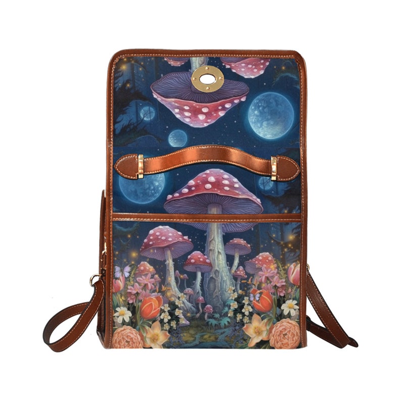 Emerald Blossoms - Mushroom Witch Canvas Satchel Bag For Hippies