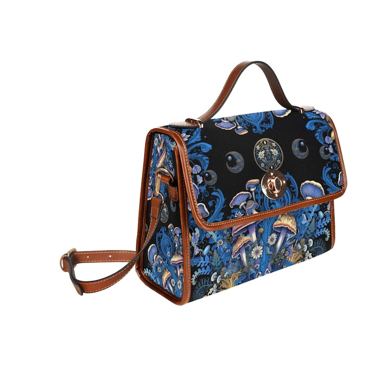 Emerald Blossoms - Mushroom Moon Phase Satchel Bag For Hippies