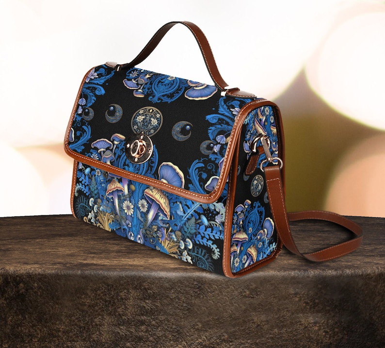 Emerald Blossoms - Mushroom Moon Phase Satchel Bag For Hippies