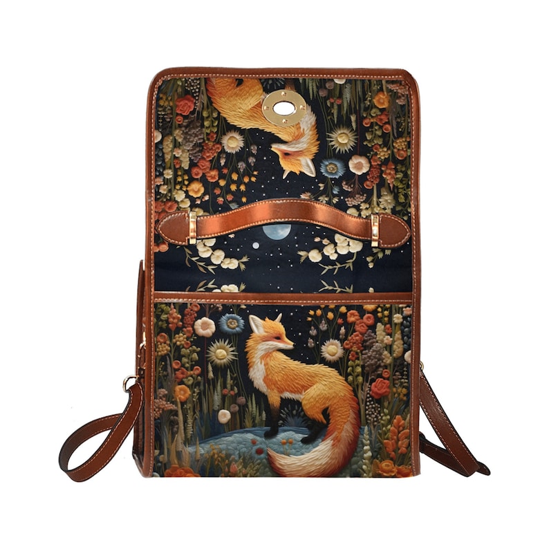 Emerald Blossoms - Faux-Embroidered Fox and Floral Handbag For Hippies