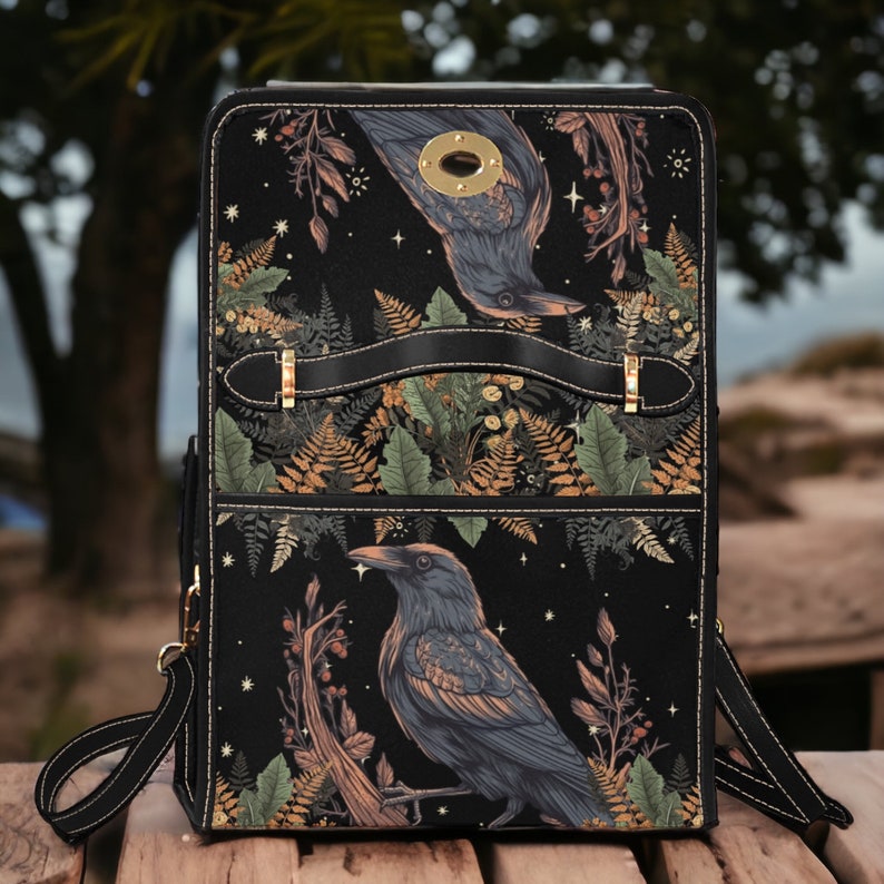 Emerald Blossoms - Witchy Crow Fern Forest HandBag