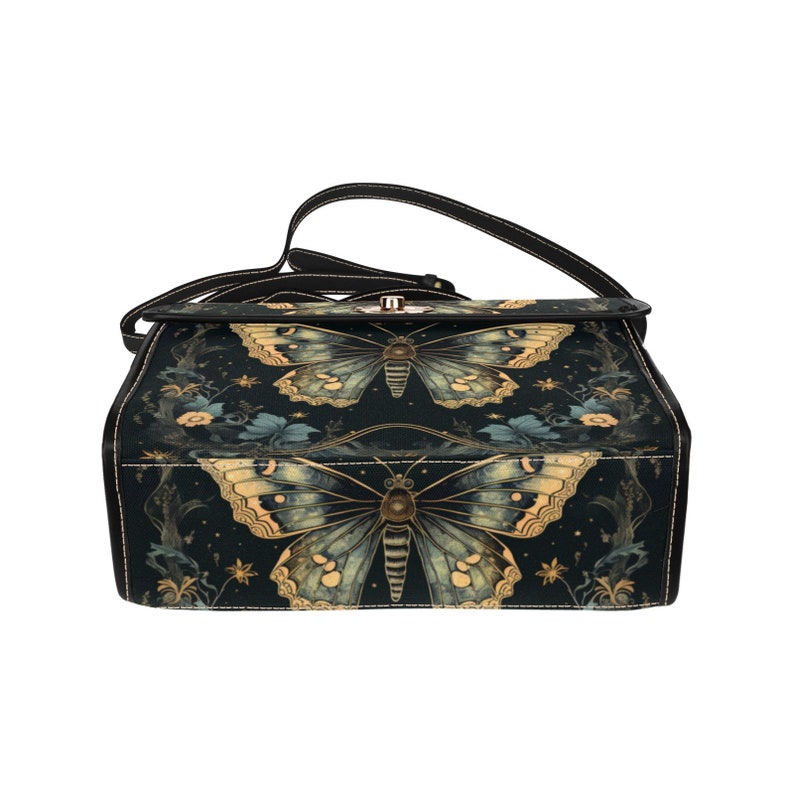 Emerald Blossoms - Moth Handbag Whimsigoth Bag, Dark Cottage core Satchel For Hippies