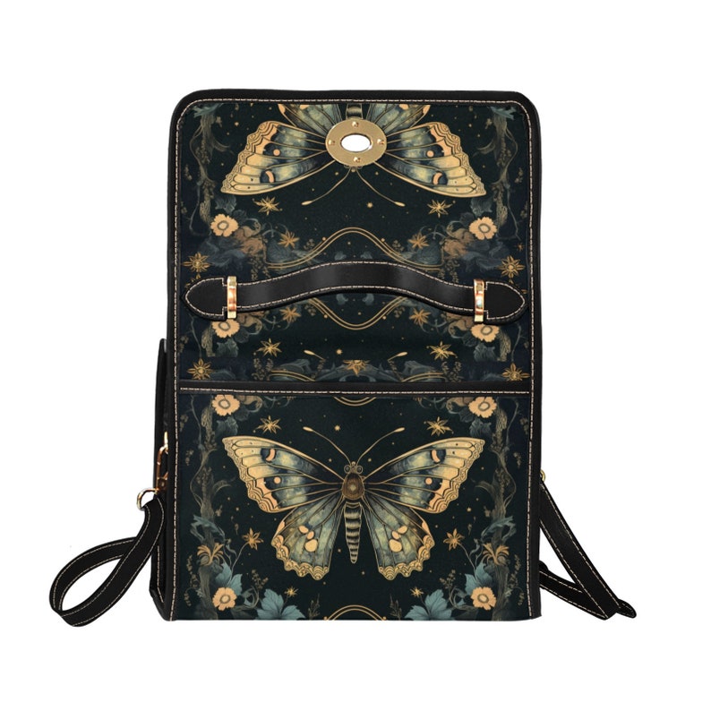 Emerald Blossoms - Moth Handbag Whimsigoth Bag, Dark Cottage core Satchel For Hippies