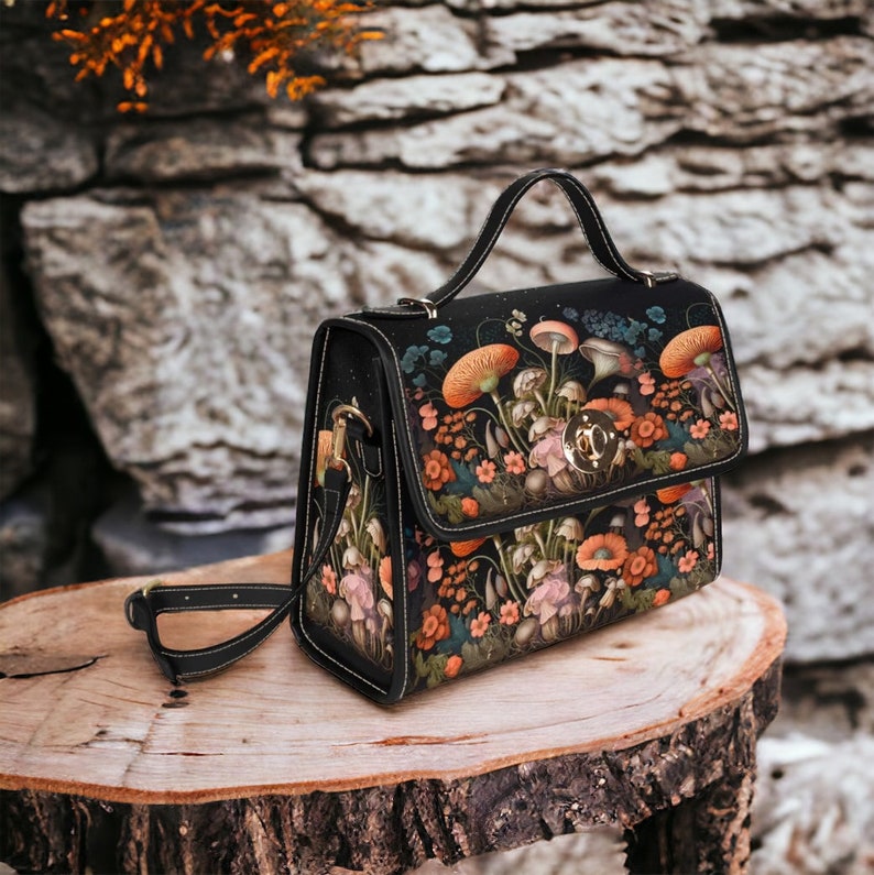 EmeraldBlossoms - Witchy Mushroom Bag Cute Floral Mushroom