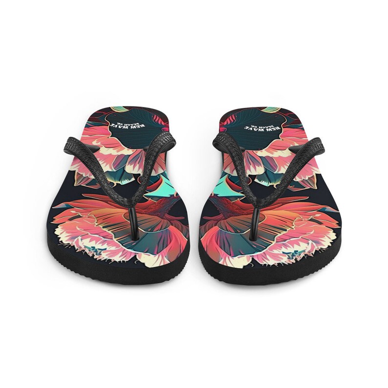 Emerald  Blossoms - Pink Tropical Flower Flip Flops Colorful.