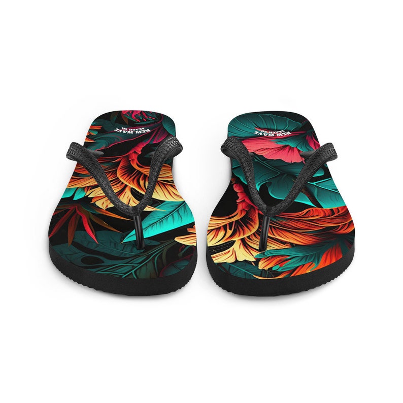 Emerald  Blossoms - Colorful Tropical Flower Flip Flops.