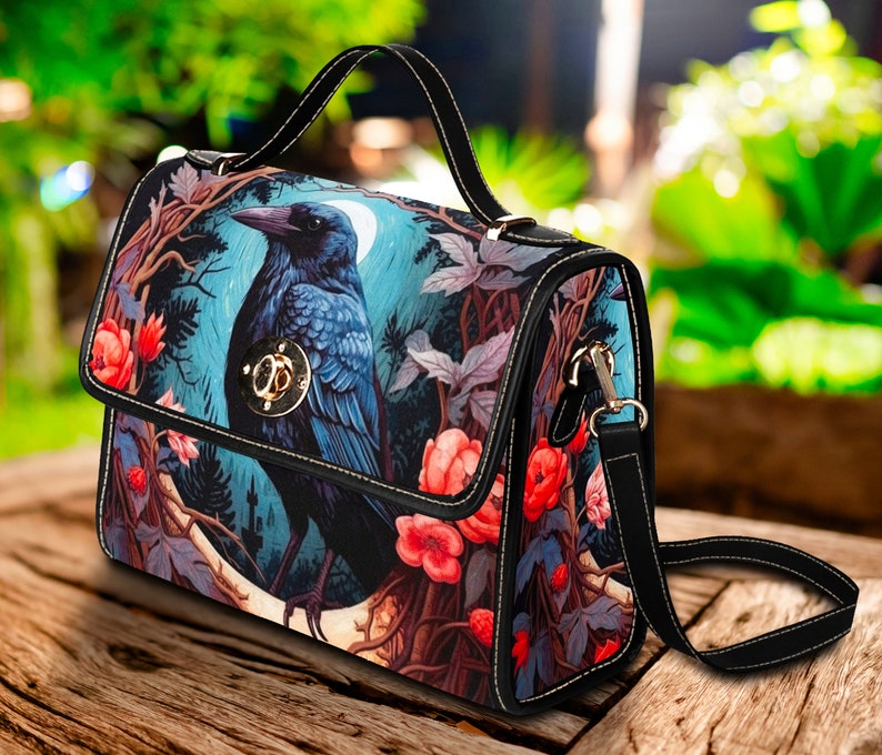 Emerald Blossoms - Raven Witch Satchel Bag For Hippies