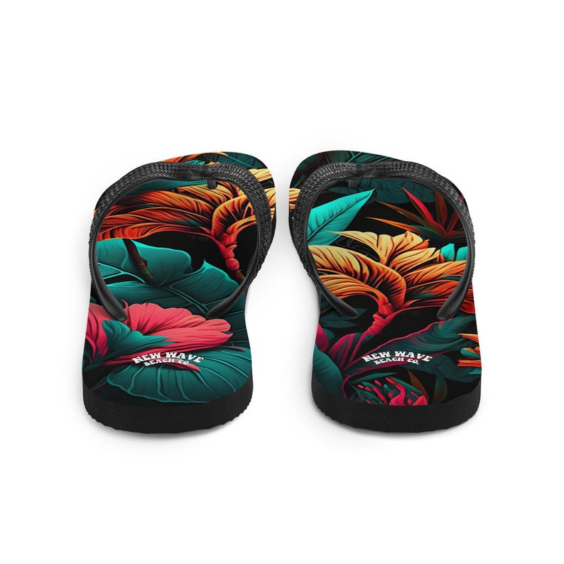 Emerald  Blossoms - Colorful Tropical Flower Flip Flops.