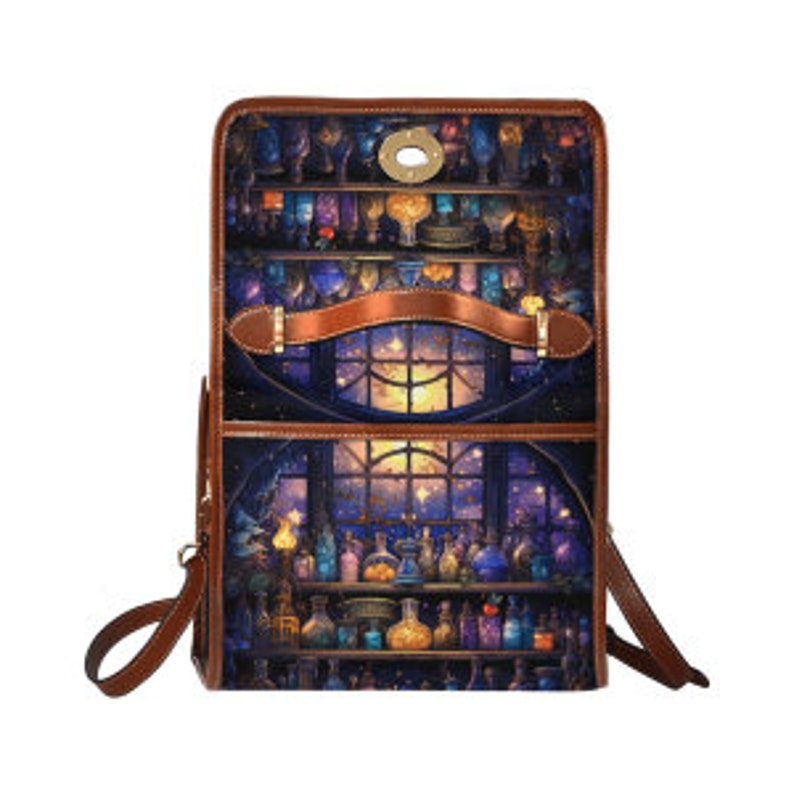 Emerald Blossoms - Satchel Messenger Rainbow Of Colors Retro Bottle Potions In The Stary Moon Night For Hippies