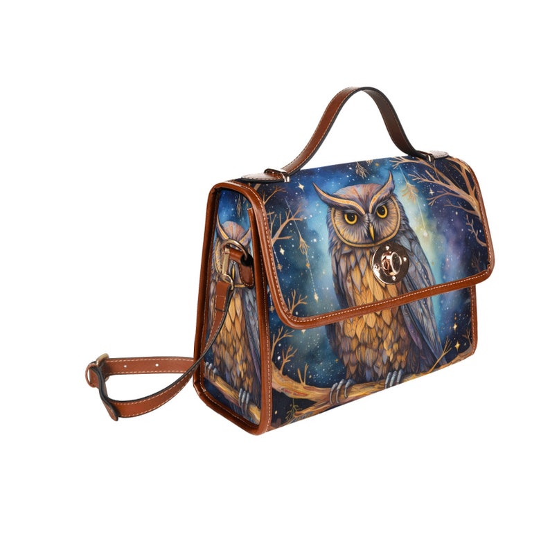 Emerald Blossoms - Satchel Messenger Bag Owl Abstract Retro For Hippies