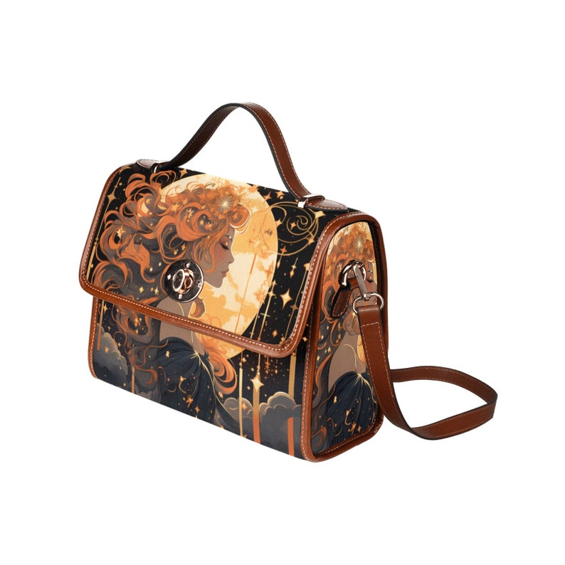 Emerald Blossoms - Satchel Messenger Women Long Hair Cosmic Moon Sar Night Abstract For Hippies