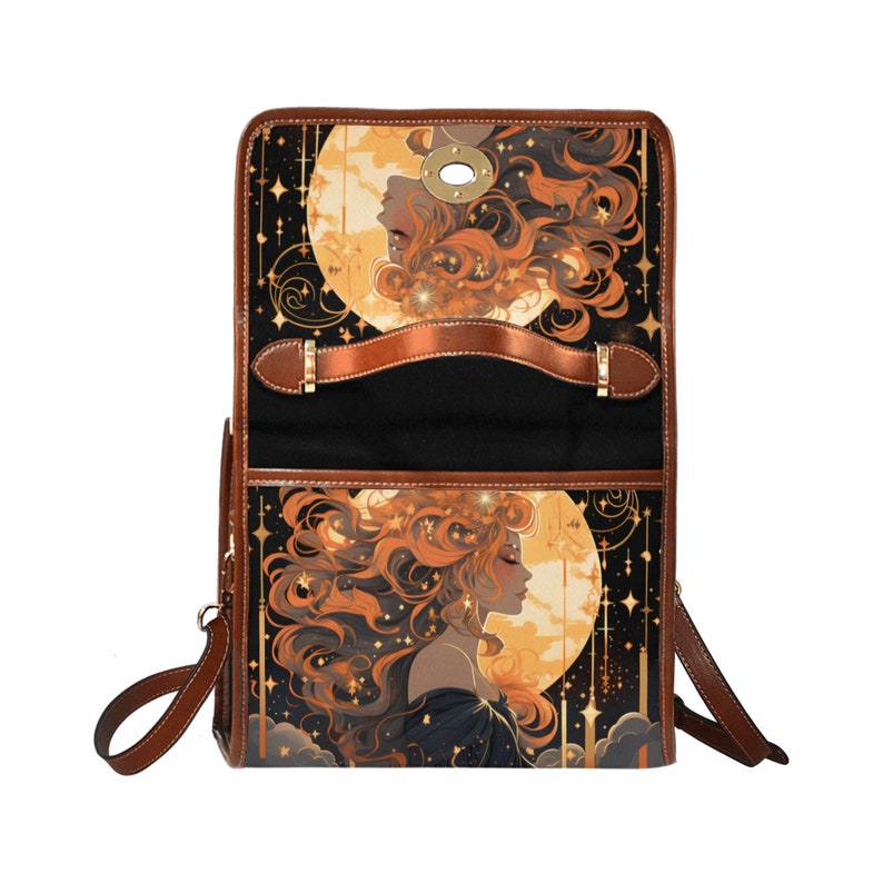 Emerald Blossoms - Satchel Messenger Women Long Hair Cosmic Moon Sar Night Abstract For Hippies