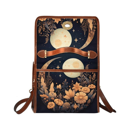 Emerald Blossoms - Celestial Moon Floral Satchel Bag For Hippies