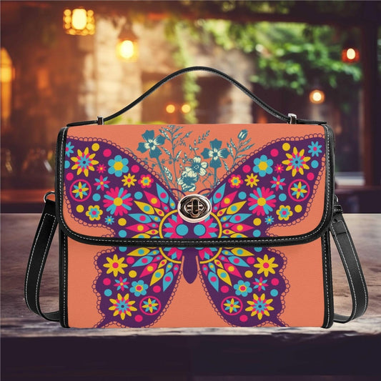 Emerald Blossoms - Cottagecore Butterfly Design Fun Cute Unique Satchel Bag For Hippies