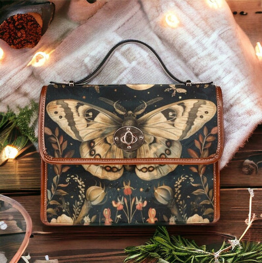 Emerald Blossoms - Moth Handbag Whimsigoth Bag For Hippies