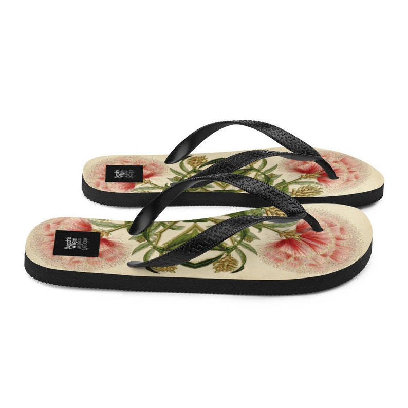 Emerald  Blossoms - Woman's Japanese-Inspired Flip-Flops.