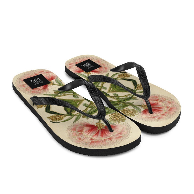 Emerald  Blossoms - Woman's Japanese-Inspired Flip-Flops.