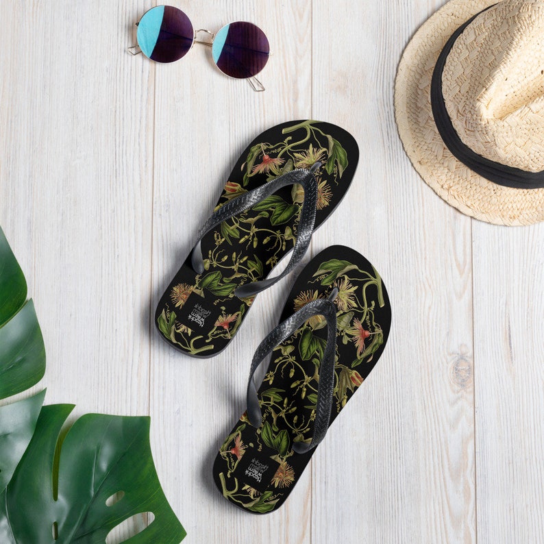 Emerald  Blossoms - Colorful Botanical Ladies Flip-Flops.