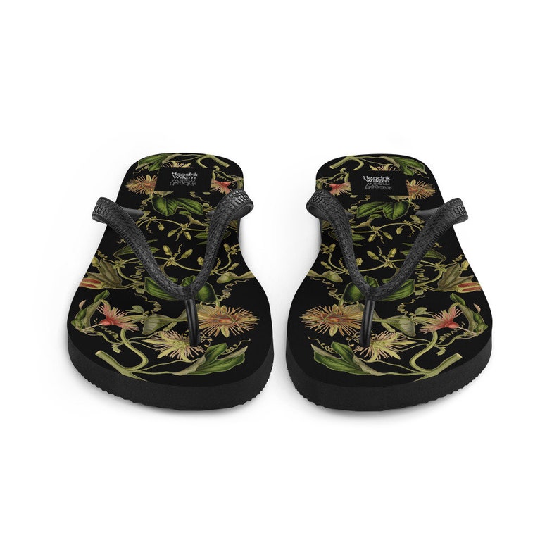 Emerald  Blossoms - Colorful Botanical Ladies Flip-Flops.