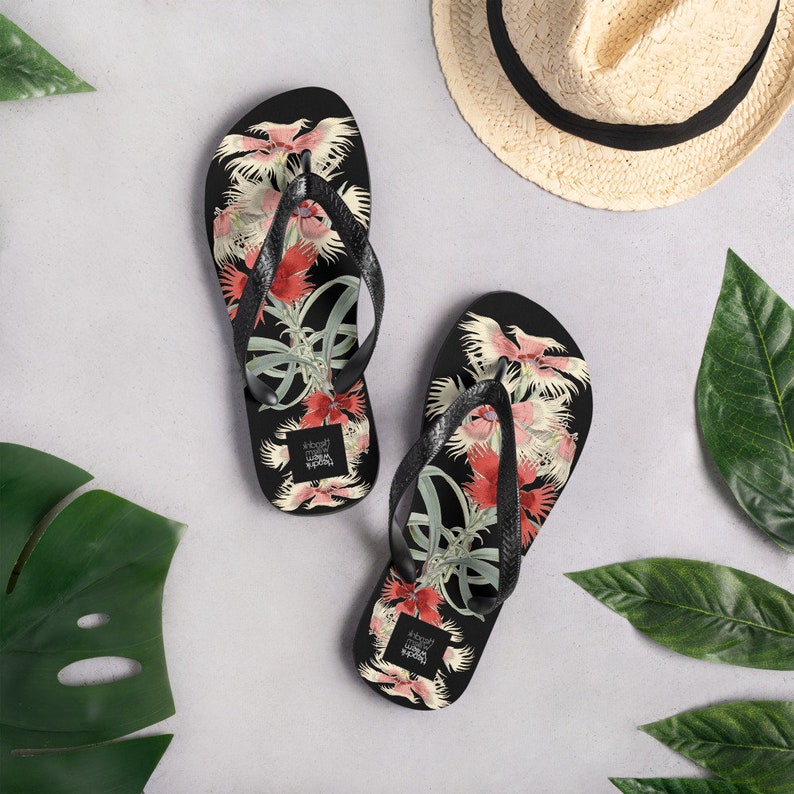 Emerald  Blossoms - Ladies Flip-Flops.